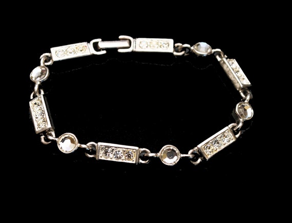 Napier rhinestone link bracelet   clear crystal s… - image 1
