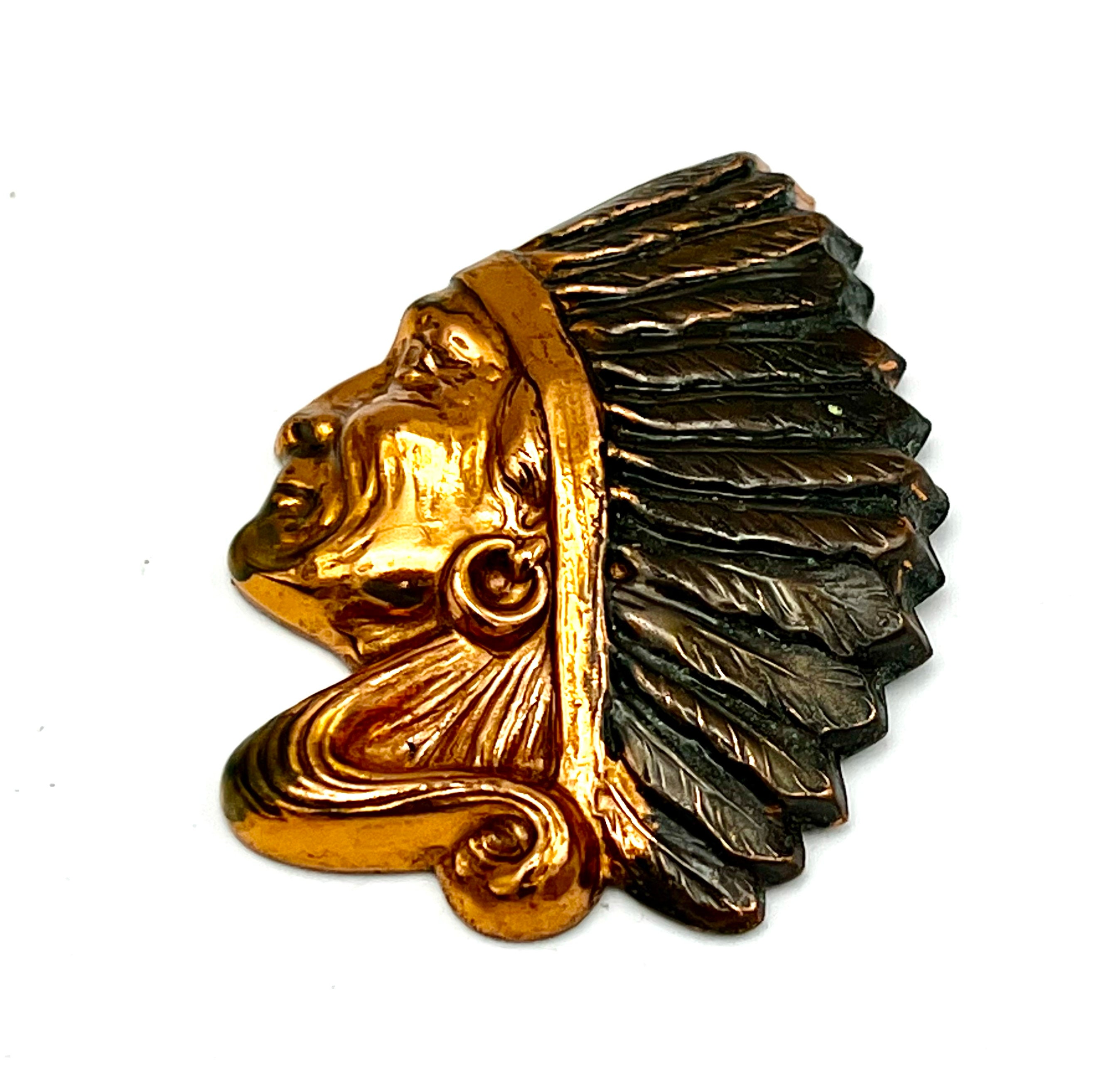 Copper Native American Chief Brooch, Southwestern Headdress Pin - Etsy