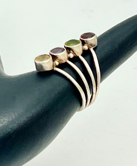 Multi gemstone ring  Sterling silver  Amethyst ci… - image 5