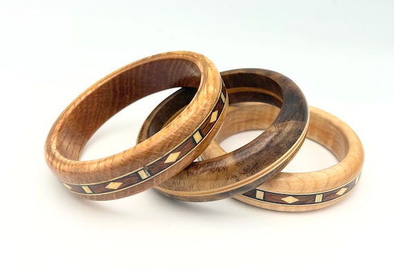 Boho  wood Bracelets  Dark and light Brown wood  … - image 1