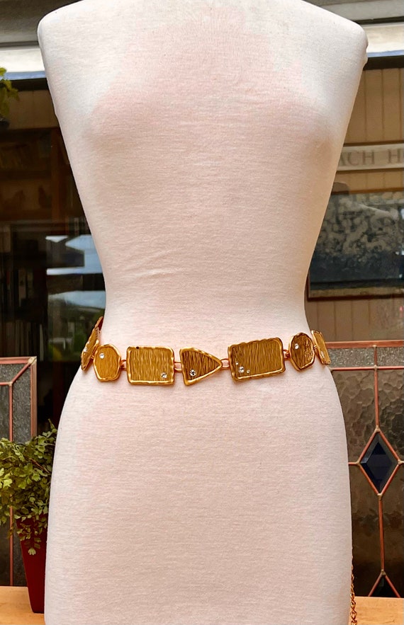 Chico Chunky Gold chain belt geometric gold rhi… - image 4