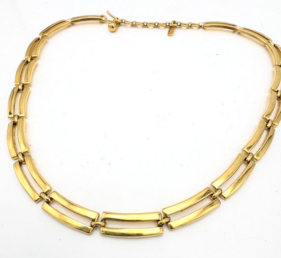 Monet gold rectangle  chain   collar Necklace - image 5