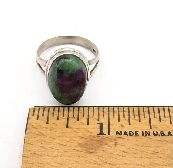 Ruby Zoisite Sterling silver  Ring red green gems… - image 6