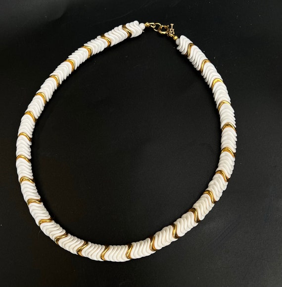 Crown Trifari white gold bead necklace  mid centu… - image 2
