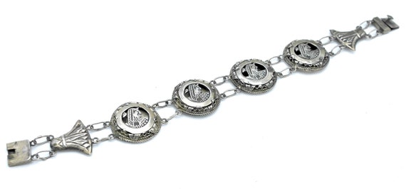 Sterling silver Egyptian  link bracelet  pharaohs… - image 2