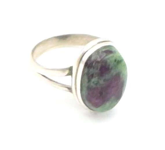 Ruby Zoisite Sterling silver  Ring red green gems… - image 5