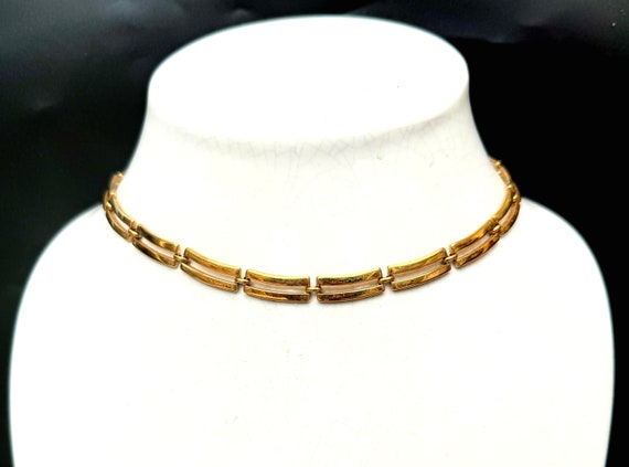 Monet gold rectangle  chain   collar Necklace - image 7