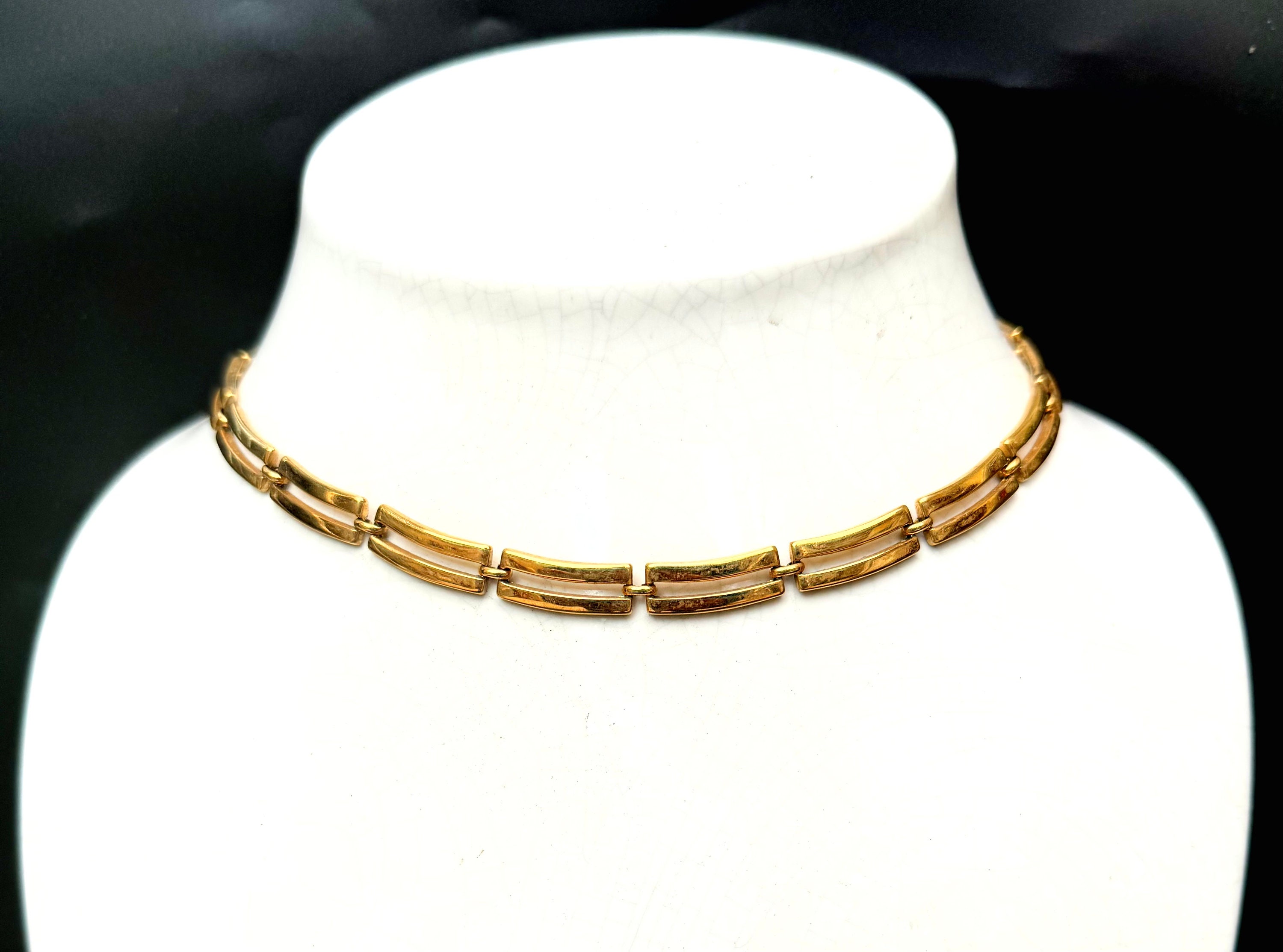 Monet Gold Rectangle Chain Collar Necklace - Etsy