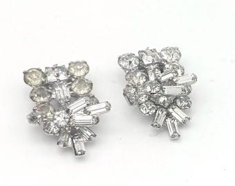 Rhinestone Shoe clip clear crystal silver