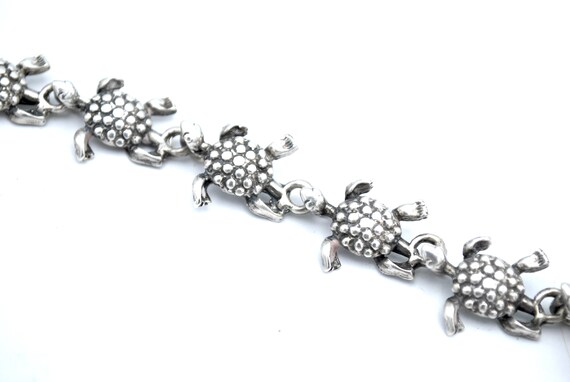 Solid Sterling sterling turtle link Bracelet sea … - image 5