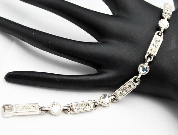 Napier rhinestone link bracelet   clear crystal s… - image 3