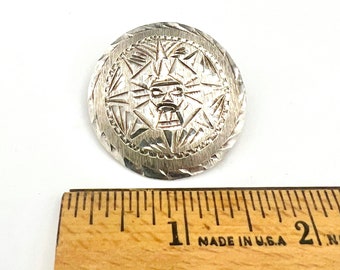 Mexico Sterling Tribal Face Brooch Pendant Eagle Assay Mark Taxco