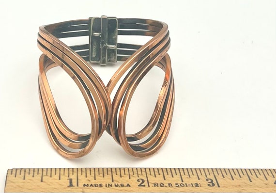 Renoir Copper Bangle  Hinged Bracelet   wide wire… - image 7