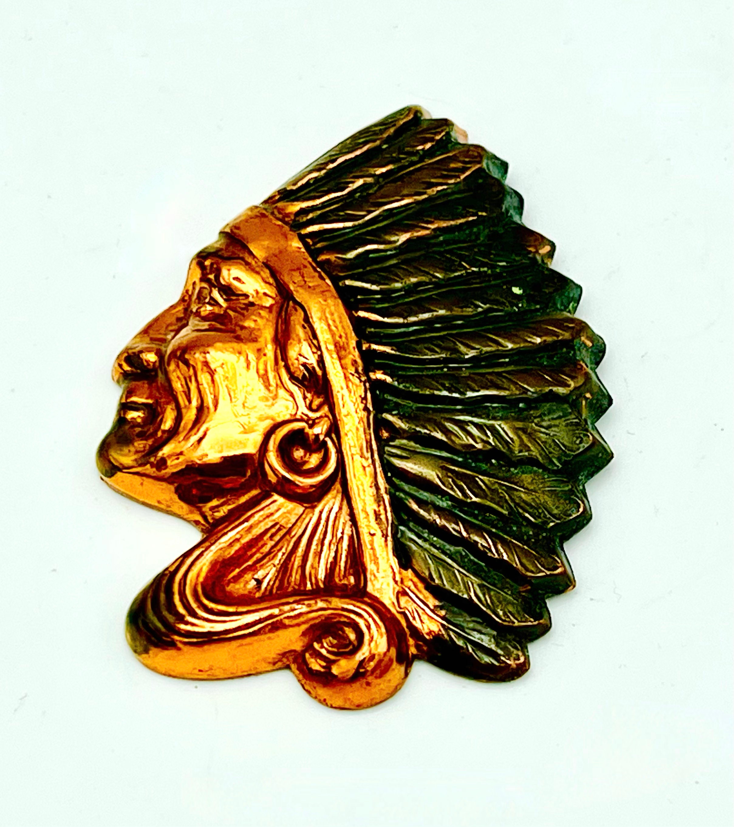 Copper Native American Chief Brooch, Southwestern Headdress Pin - Etsy