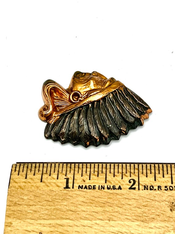 Copper Native American Chief Brooch, Southwestern Headdress Pin - Etsy
