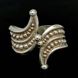 Wide Sterling Silver clamper bracelet statement  Taxco  Mexico hinge  bangle