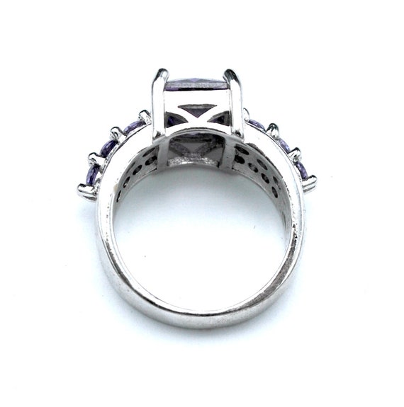 Sterling Silver  Amethyst Ring emerald cut  Purpl… - image 6