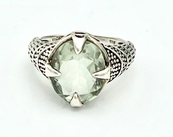 Prasiolite  Ring sterling silver  size 6 light green amethyst gemstone