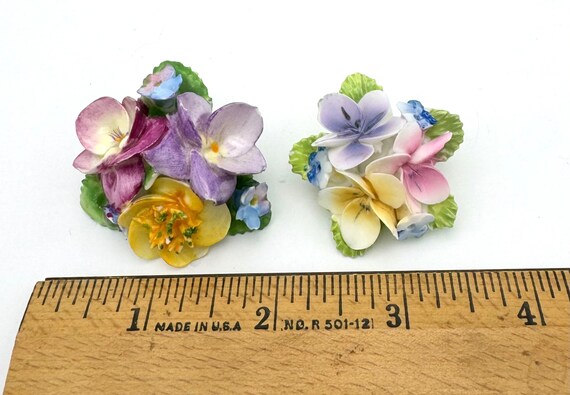 two fine bone china Flower Brooch yellow  Pink Bl… - image 6