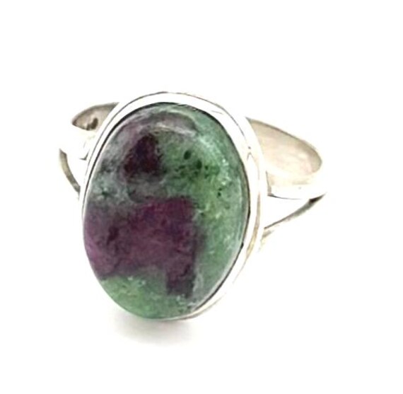 Ruby Zoisite Sterling silver  Ring red green gems… - image 3