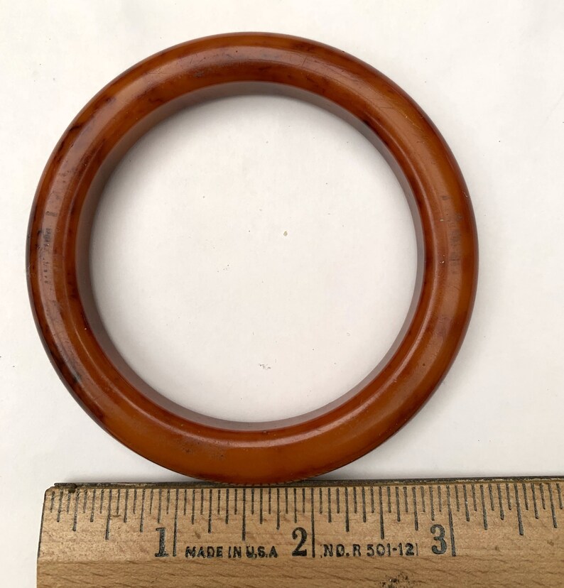 Vintage brown Marble Bakelite Bangle afbeelding 4