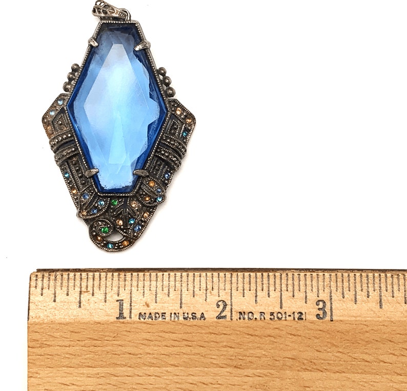 Art Deco blue Crystal Pendant Pot metal with colorful rhinestones jewelry supply