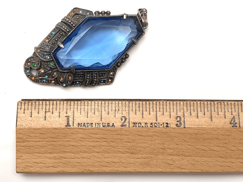 Art Deco blue Crystal Pendant Pot metal with colorful rhinestones jewelry supply