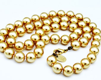 Anne Klein Necklace gold  Pearl hand knotted