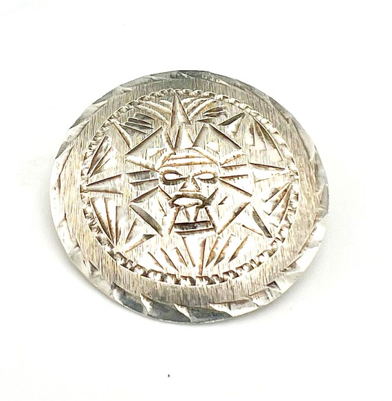 Mexico Sterling Tribal face Brooch  pendant eagle… - image 3