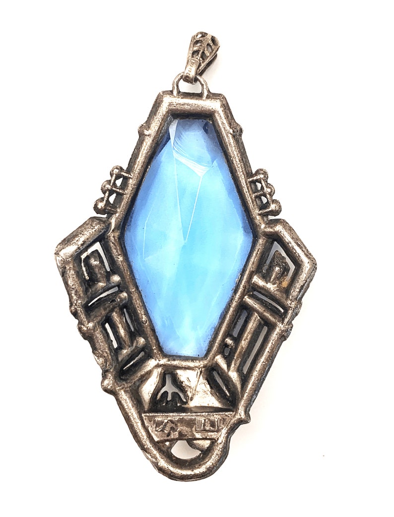 Art Deco blue Crystal Pendant Pot metal with colorful rhinestones jewelry supply