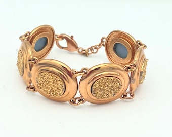 Sparkle bronze linked  bracelet signed  Bronze Miler Italy copper coated crystal