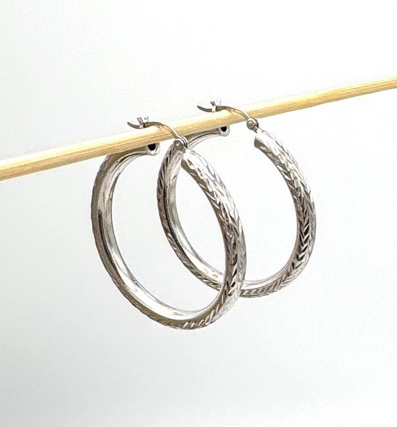 Large  Sterling Hoop Earrings hollow silver hoops… - image 7