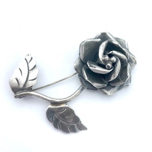 Sterling Flower  Brooch Signed Mexico 925 SCC  Silver  Taxco  Floral  Pin