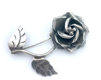 Sterling Flower  Brooch Signed Mexico 925 SCC  Silver  Taxco  Floral  Pin