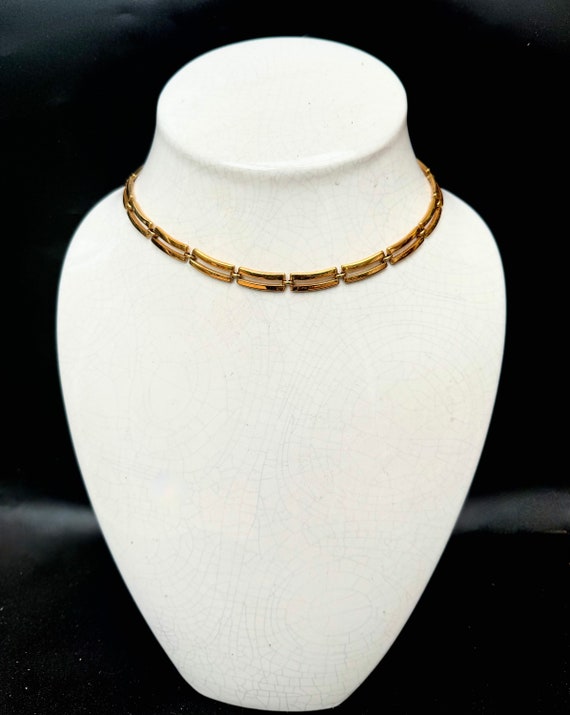 Monet gold rectangle  chain   collar Necklace - image 8