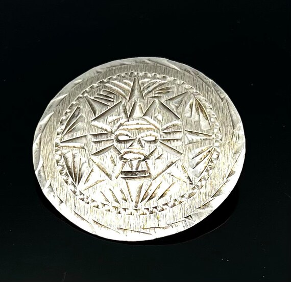 Taxco MEXICO ブローチ SV925 インディアン オニキス Mexico Sterling Tribal Face Brooch Pendant Eagle Assay Mark Taxco