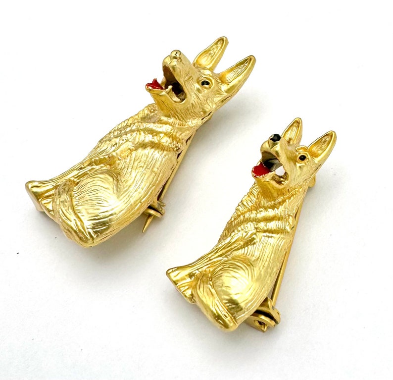 Dog Scatter Pins Two Gold German Shepard Two Brooches Feline Pin - Etsy