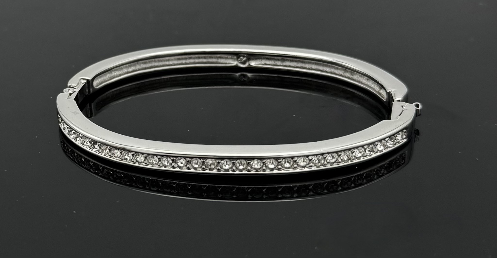 Swarovski Rhinestone Bracelet Silver Tone Clear Crystal