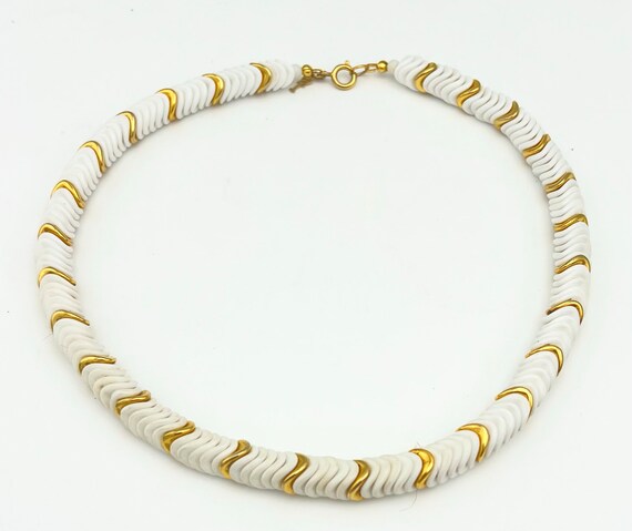 Crown Trifari white gold bead necklace  mid centu… - image 6