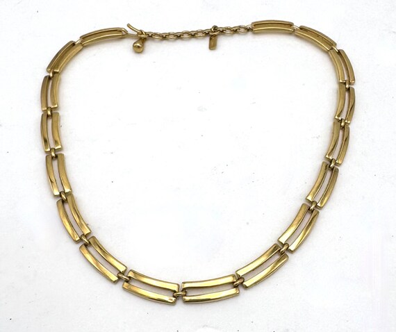 Monet gold rectangle  chain   collar Necklace - image 6