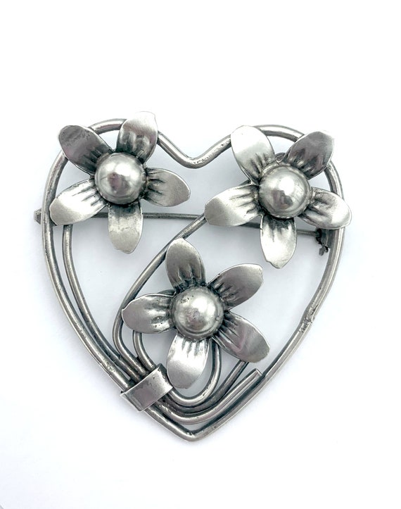 silver heart brooch