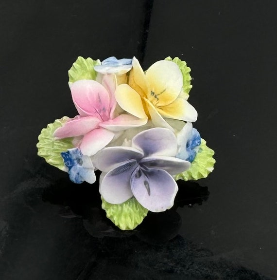 two fine bone china Flower Brooch yellow  Pink Bl… - image 2