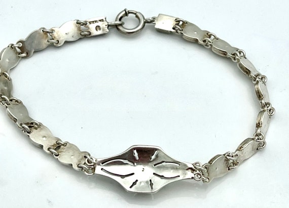 Art Deco Sterling  Rhinestone Bracelet  Clear cry… - image 4