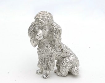 Crown Trifari dog  Brooch  Silver tone  poodle  pin  feline pin