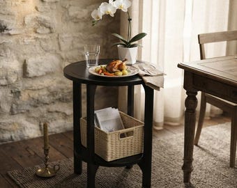 2 Tier Solid Wood End Table, , Round Table, Living Room Table