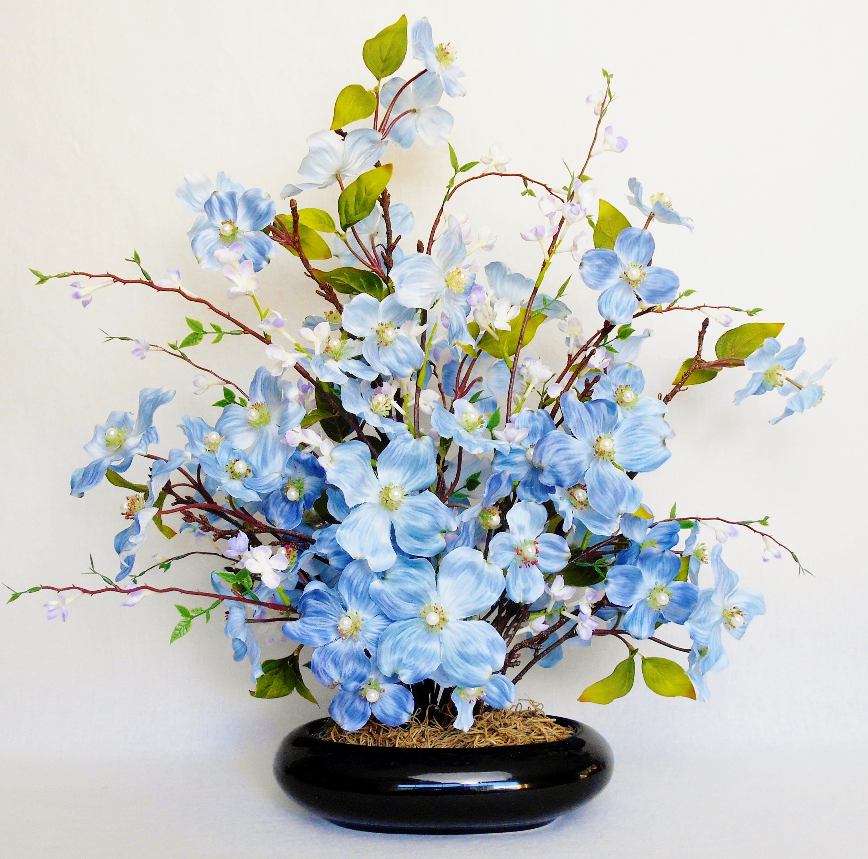 Artificial Flower Arrangement Light Blue Dogwood Light Etsy