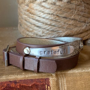 GRATEFUL Wrap, spoon jewelry, stamped spoon