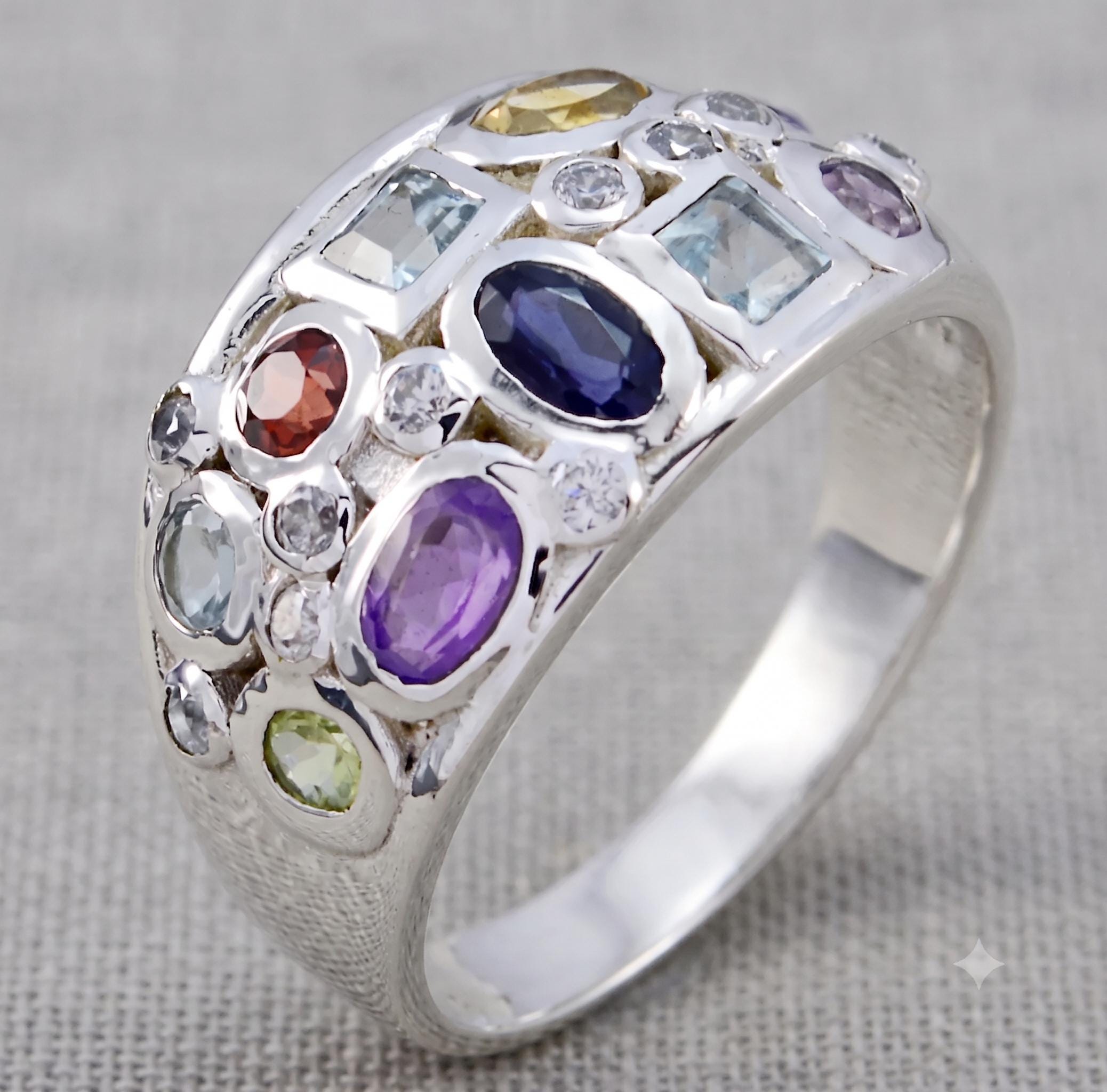 Gem Stone Dome Ring - Etsy