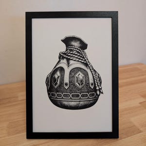 Zelda Frame - Ruby Purse - A4 Black and White Poster