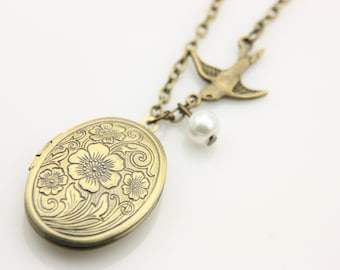 Swallow locket Necklace